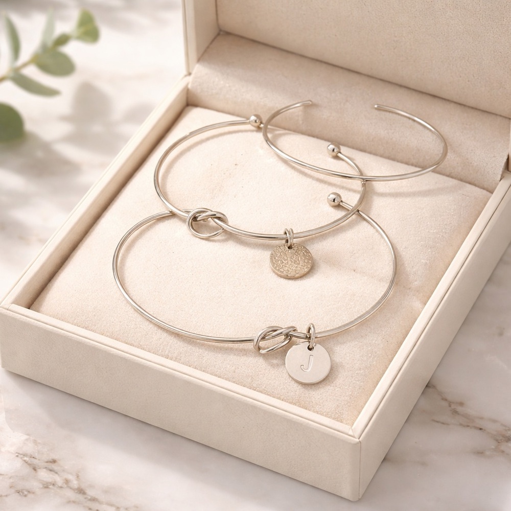 Elegant Silver Bangle Bracelet Set